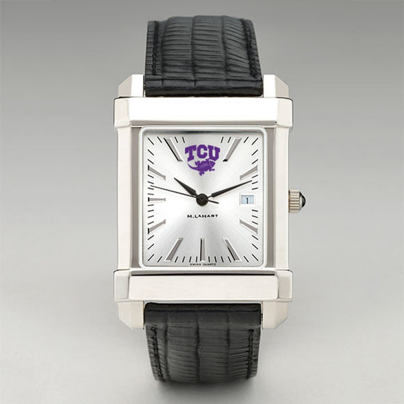 Texas Christian University Men&#39;s Collegiate Watch with Leather Strap Shot #2