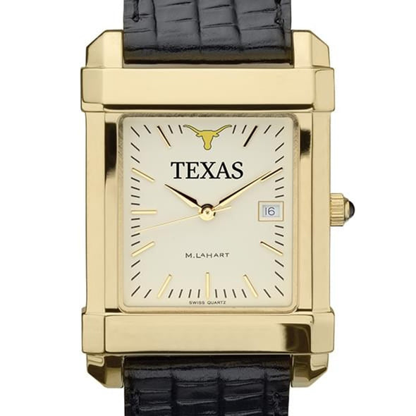 Texas Longhorns Men's Gold Quad with Leather Strap Shot #1