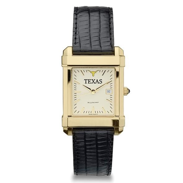 Texas Longhorns Men's Gold Quad with Leather Strap Shot #2