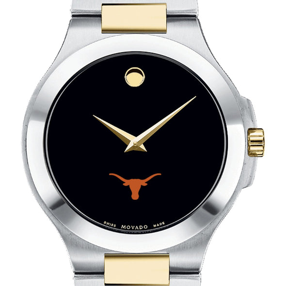 Texas Longhorns Men&#39;s Movado Collection Two-Tone Watch with Black Dial Shot #1