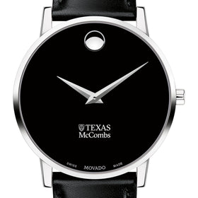Texas McCombs Men's Movado Museum with Leather Strap Shot #1