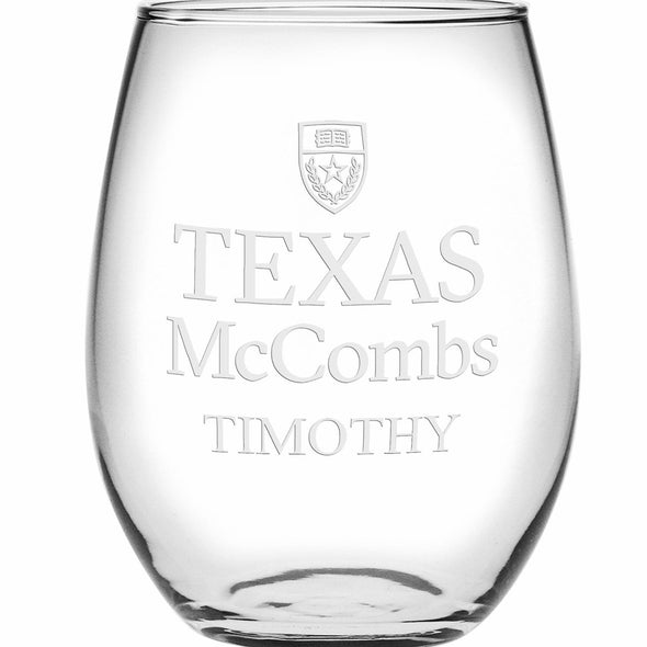 Texas McCombs Stemless Wine Glasses Made in the USA - Set of 2 Shot #2