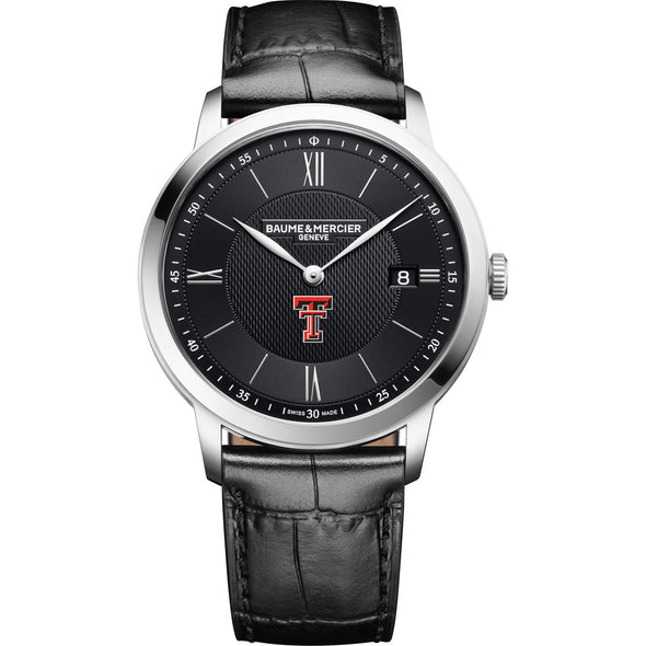 Texas Tech Men's Baume et Mercier 40mm Classima Quartz Watch with Black Dial & Black Leather Strap Shot #2