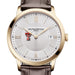 Texas Tech Men's Baume et Mercier 40mm Gold PVD Classima Watch with Silver Dial & Dark Brown Leather Strap