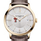 Texas Tech Men's Baume et Mercier 40mm Gold PVD Classima Watch with Silver Dial & Dark Brown Leather Strap Shot #1