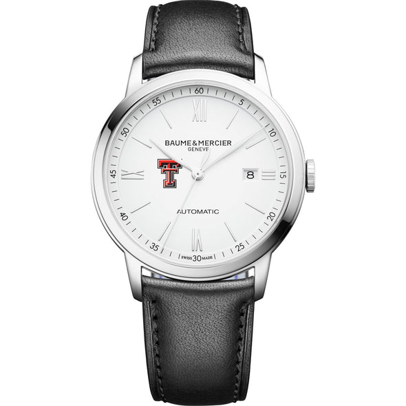 Texas Tech Men's Baume et Mercier 42mm Classima Automatic Watch with White Dial & Black Leather Strap Shot #2