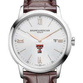Texas Tech Men's Baume et Mercier 42mm Classima Watch with Silver Dial & Brown Leather Strap Shot #1
