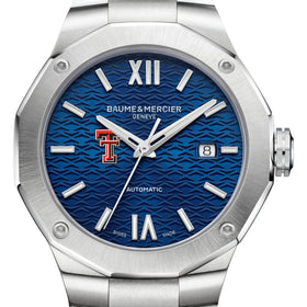 Texas Tech Men's Baume et Mercier 42mm Riviera Watch with Blue Dial & Bracelet Shot #1