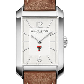 Texas Tech Men's Baume et Mercier 43X27mm Hampton Watch with Silver Dial & Tan Leather Strap Shot #1