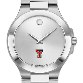 Texas Tech Men&#39;s Movado Collection Stainless Steel Watch with Silver Dial Shot #1