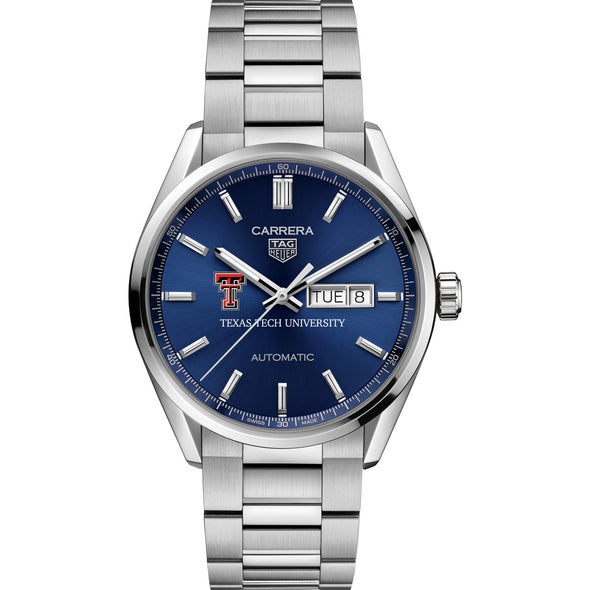 Texas Tech Men&#39;s TAG Heuer Carrera with Blue Dial &amp; Day-Date Window Shot #2