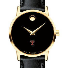 Texas Tech Women's Movado Gold Museum Classic Leather Shot #1