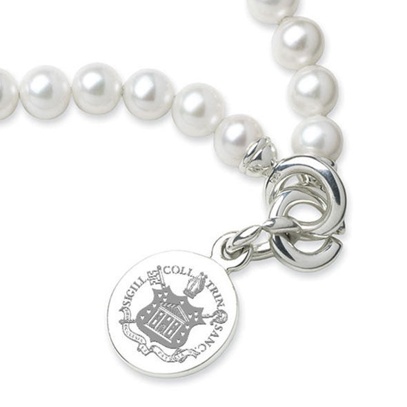 Trinity College Pearl Bracelet with Sterling Silver Charm Shot #2