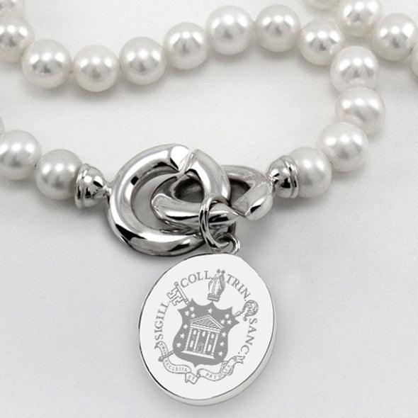 Trinity College Pearl Necklace with Sterling Silver Charm Shot #2
