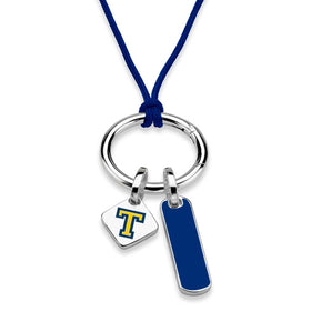 Trinity College Silk Necklace with Enamel Charm &amp; Sterling Silver Tag Shot #1