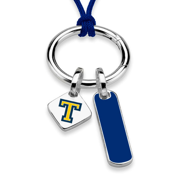 Trinity College Silk Necklace with Enamel Charm & Sterling Silver Tag Shot #2