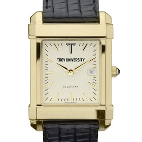 Troy Men&#39;s Gold Quad with Leather Strap Shot #1