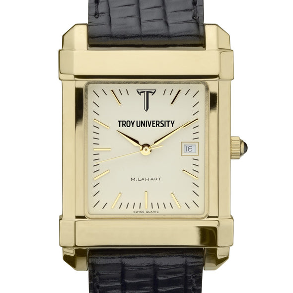 Troy Men&#39;s Gold Quad with Leather Strap Shot #1