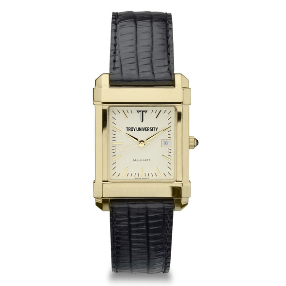Troy Men&#39;s Gold Quad with Leather Strap Shot #2