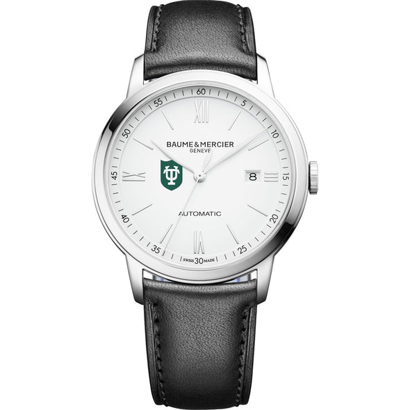 Tulane Men's Baume et Mercier 42mm Classima Automatic Watch with White Dial & Black Leather Strap Shot #2