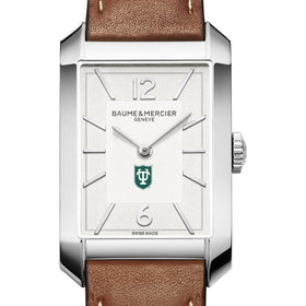 Tulane Men's Baume et Mercier 43X27mm Hampton Watch with Silver Dial & Tan Leather Strap Shot #1