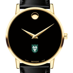 Tulane Men's Movado Gold Museum Classic Leather Shot #1