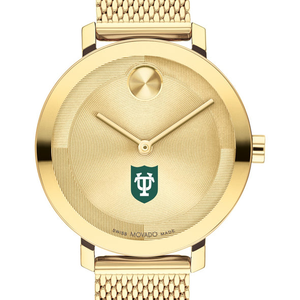 Tulane University Women's Movado Bold Gold with Mesh Bracelet Shot #1