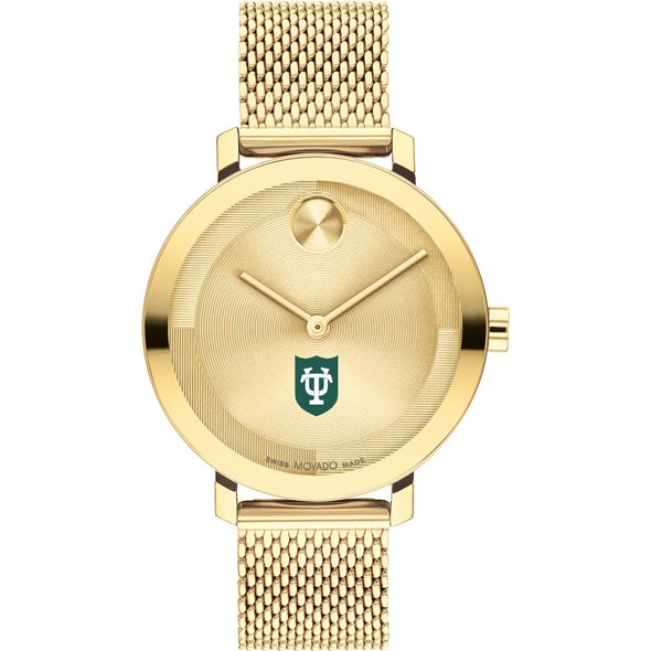 Tulane University Women's Movado Bold Gold with Mesh Bracelet Shot #2