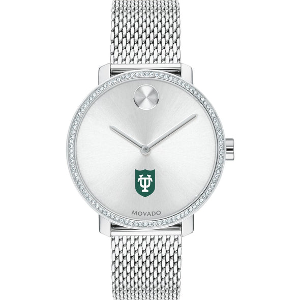 Tulane Women's Movado Bold with Crystal Bezel & Mesh Bracelet Shot #2