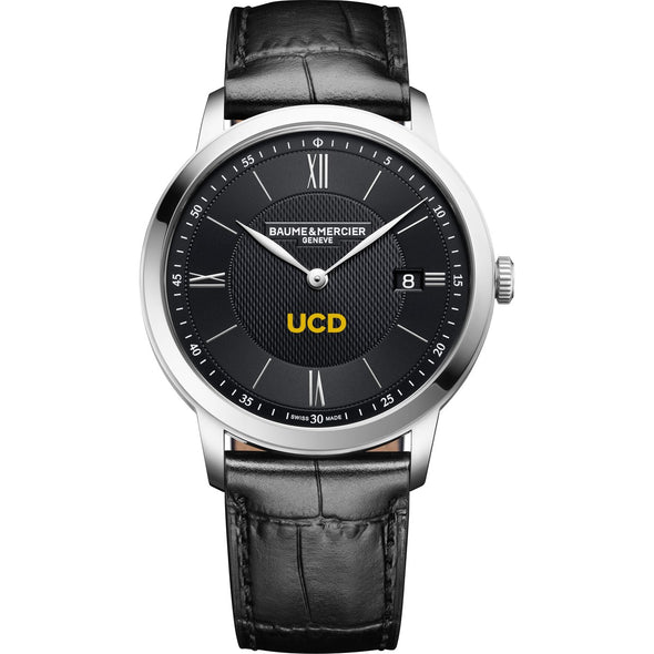 UC Davis Men's Baume et Mercier 40mm Classima Quartz Watch with Black Dial & Black Leather Strap Shot #2