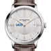 UC Davis Men's Baume et Mercier 40mm Classima Quartz Watch with Silver Dial & Dark Brown Leather Strap