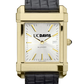 UC Davis Men's Gold Watch with 2-Tone Dial & Leather Strap at M.LaHart & Co. Shot #1