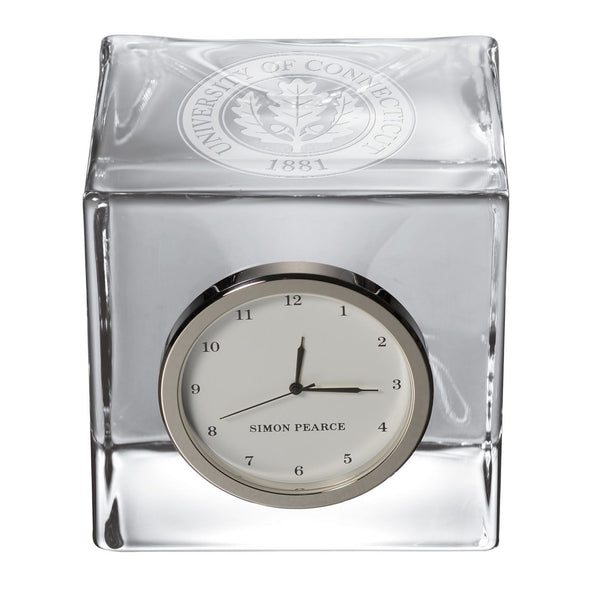 UConn Glass Desk Clock by Simon Pearce Shot #2