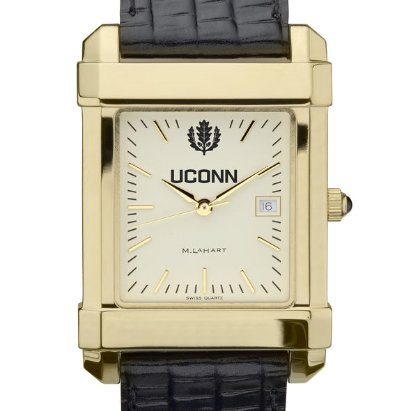 UConn Men's Gold Quad with Leather Strap Shot #1