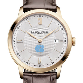 UNC Men's Baume et Mercier 40mm Gold PVD Classima Watch with Silver Dial & Dark Brown Leather Strap Shot #1