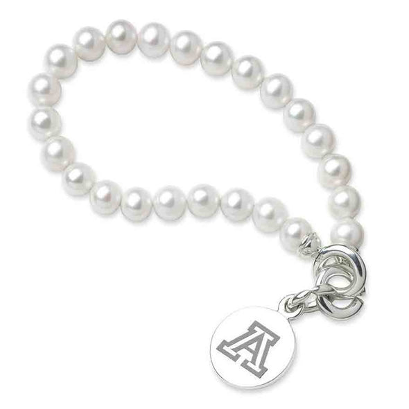 University of Arizona Pearl Bracelet with Sterling Silver Charm Shot #1