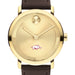University of Arkansas Men's Movado BOLD Gold with Chocolate Leather Strap