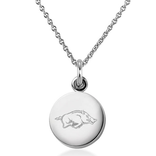 University of Arkansas Necklace with Charm in Sterling Silver Shot #1