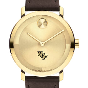 University of Central Florida Men&#39;s Movado BOLD Gold with Chocolate Leather Strap Shot #1