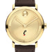 University of Cincinnati Men's Movado BOLD Gold with Chocolate Leather Strap