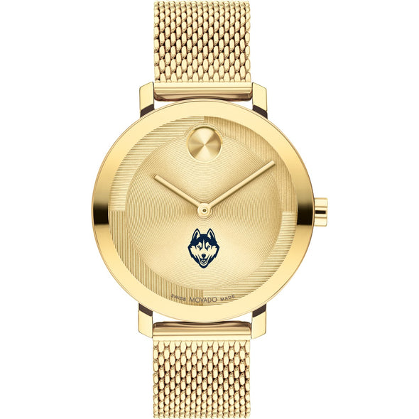 University of Connecticut Women's Movado Bold Gold with Mesh Bracelet Shot #2