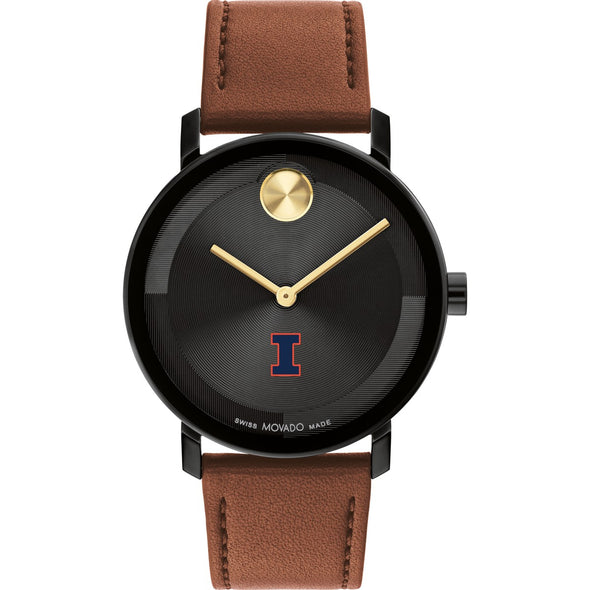University of Illinois Men&#39;s Movado BOLD with Cognac Leather Strap Shot #2