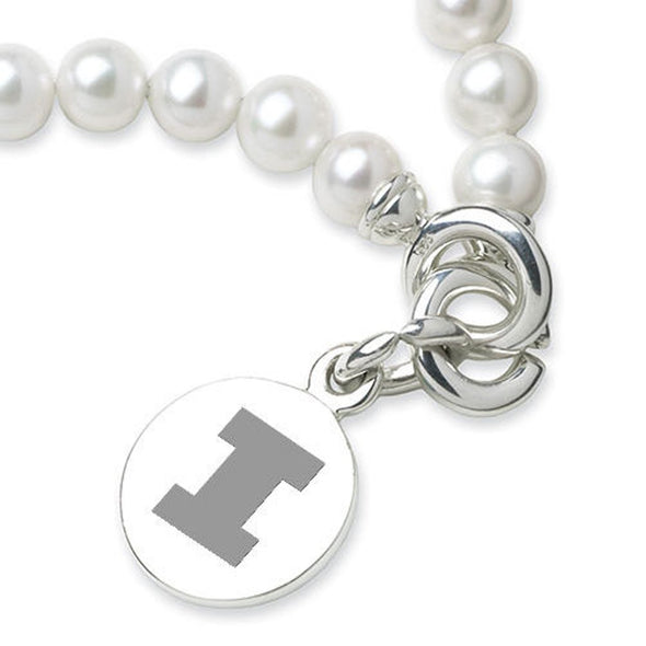 University of Illinois Pearl Bracelet with Sterling Silver Charm Shot #2
