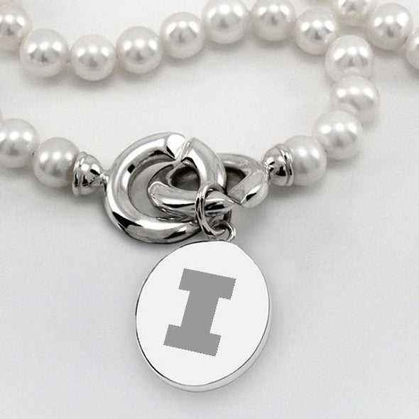 University of Illinois Pearl Necklace with Sterling Silver Charm Shot #2