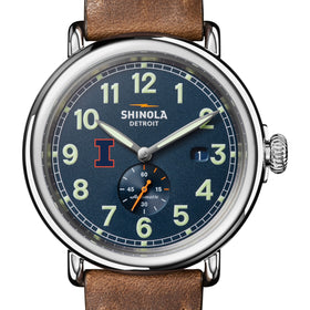 University of Illinois Shinola Watch, The Runwell Automatic 45 mm Blue Dial and British Tan Strap at M.LaHart & Co. Shot #1