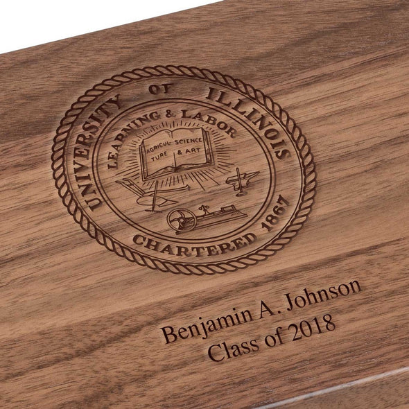 University of Illinois Solid Walnut Desk Box Shot #3