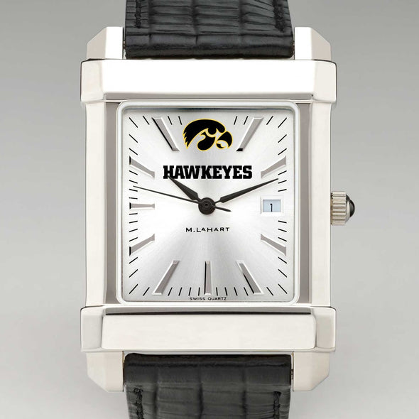 University of Iowa Men's Collegiate Watch with Leather Strap Shot #1
