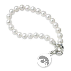 University of Iowa Pearl Bracelet with Sterling Silver Charm Shot #1
