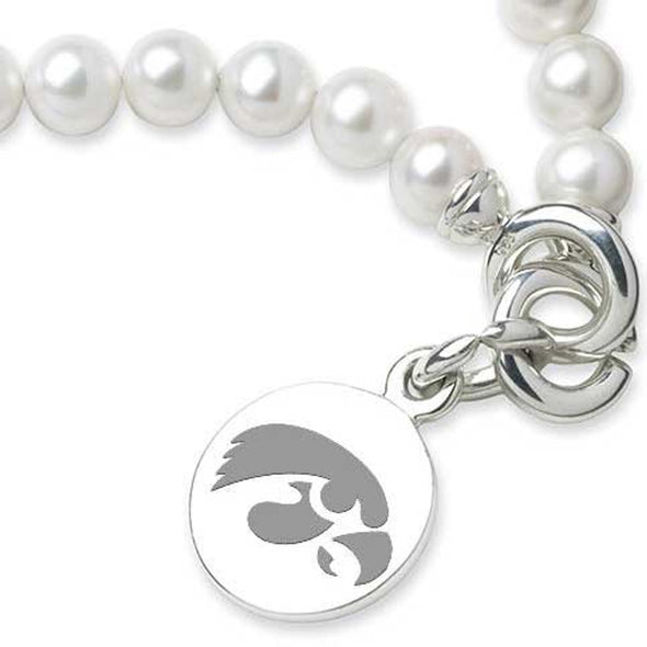 University of Iowa Pearl Bracelet with Sterling Silver Charm Shot #2