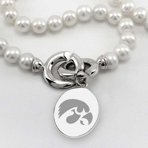 University of Iowa Pearl Necklace with Sterling Silver Charm Shot #2